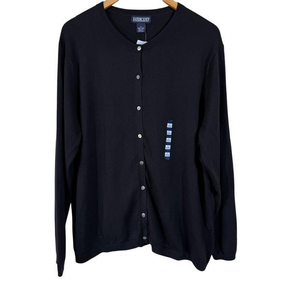 Lands' End Sweaters - Lands’ End Black Cardigan Sweater 100% Cotton Women Size 1X 16W 18W